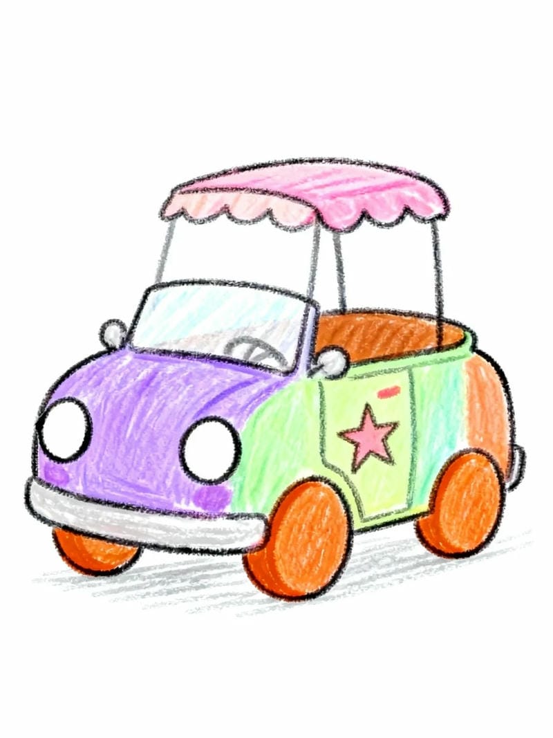 tranh vẽ ô tô mơ ước đơn giản đẹp