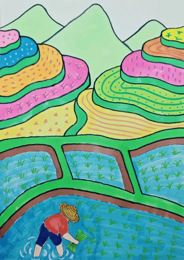 tranh vẽ ruộng bậc thang 16