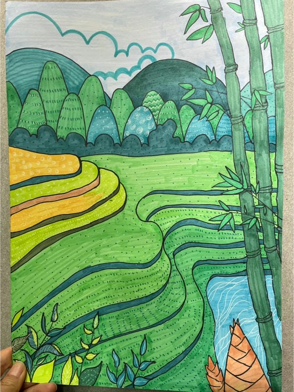 tranh vẽ ruộng bậc thang 23