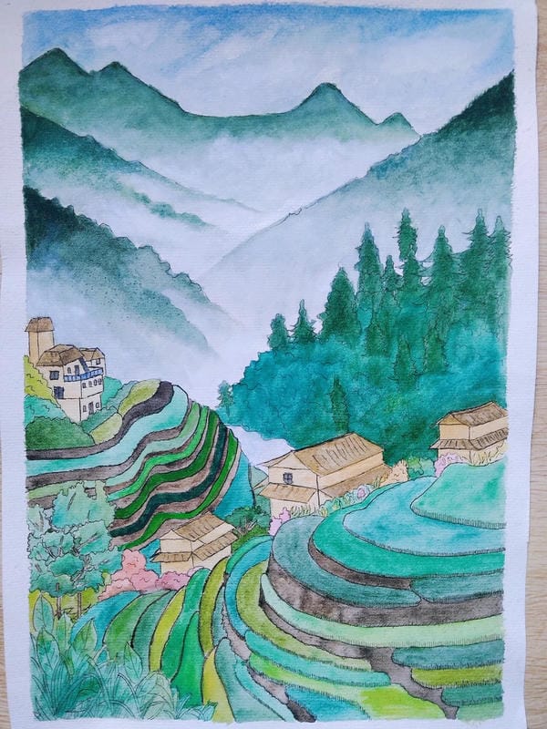 tranh vẽ ruộng bậc thang 24