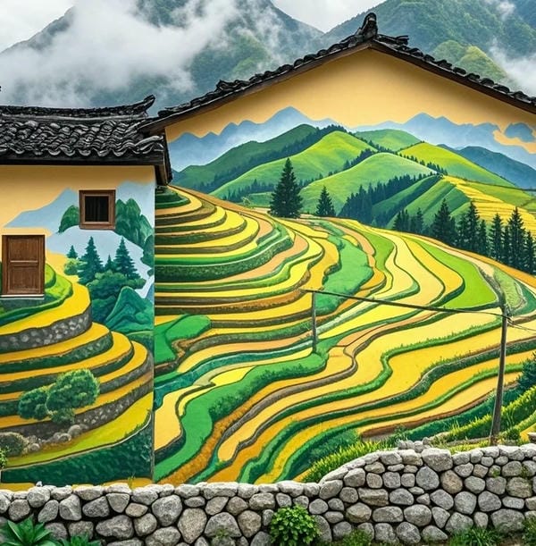 tranh vẽ ruộng bậc thang 25
