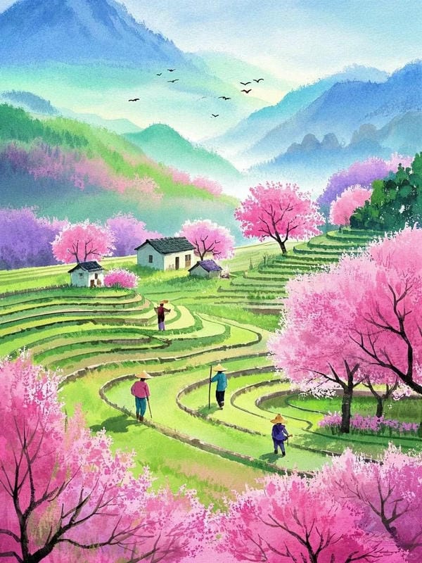 tranh vẽ ruộng bậc thang 28