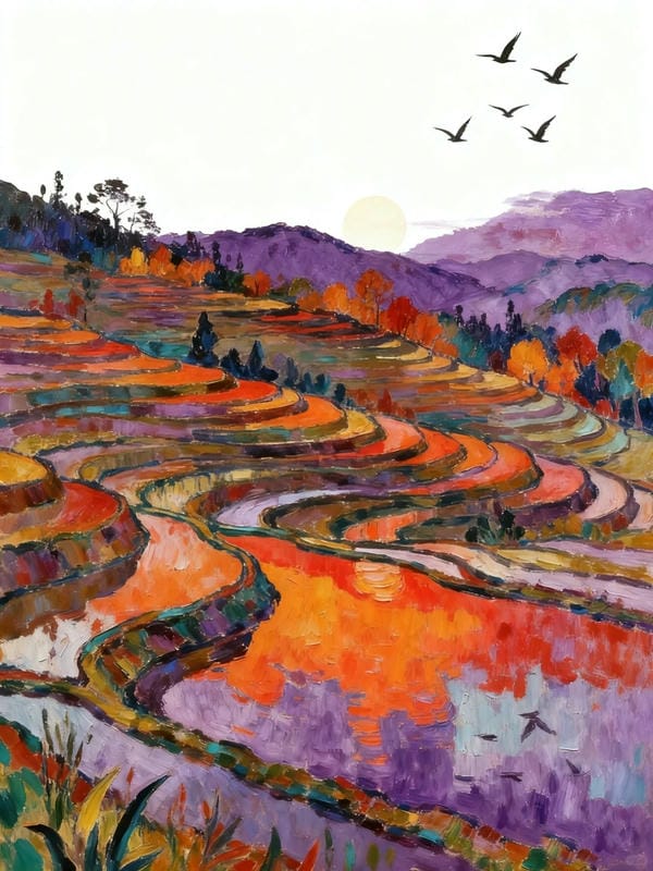 tranh vẽ ruộng bậc thang 5