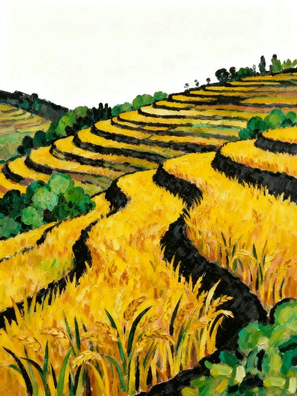 tranh vẽ ruộng bậc thang 8