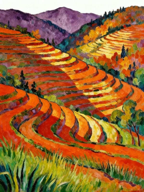 tranh vẽ ruộng bậc thang 9