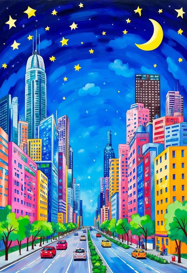 tranh vẽ thành phố tương lai 1