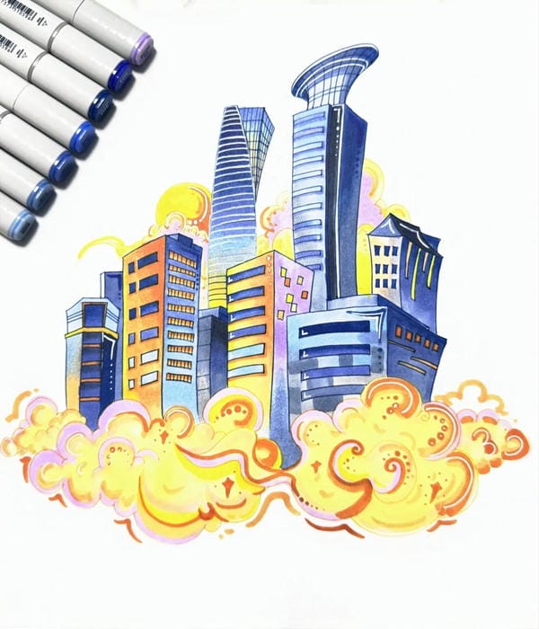 tranh vẽ thành phố tương lai 12