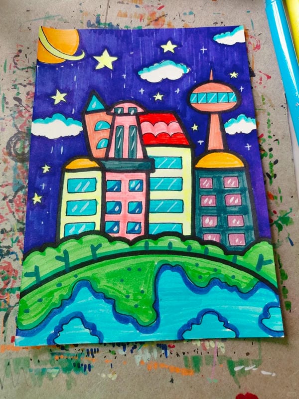 tranh vẽ thành phố tương lai 3