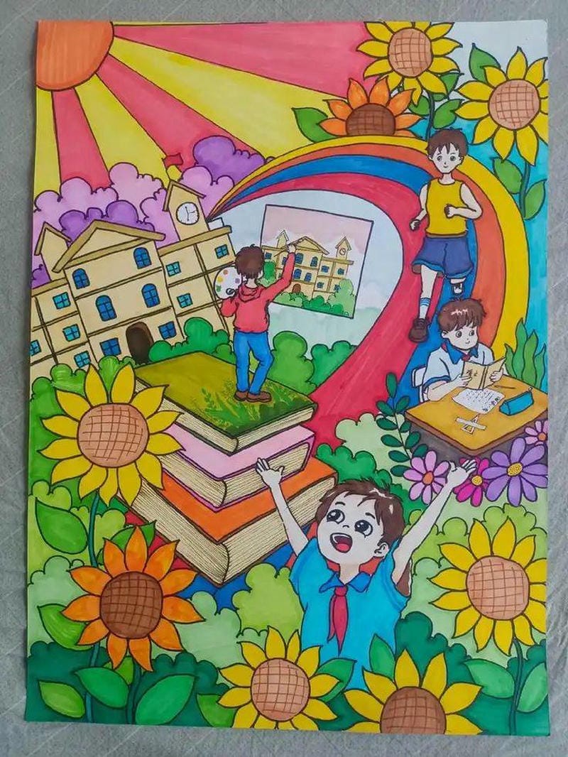 tranh vẽ trường học 1