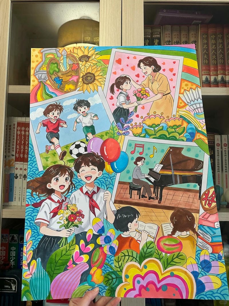 tranh vẽ trường học 16