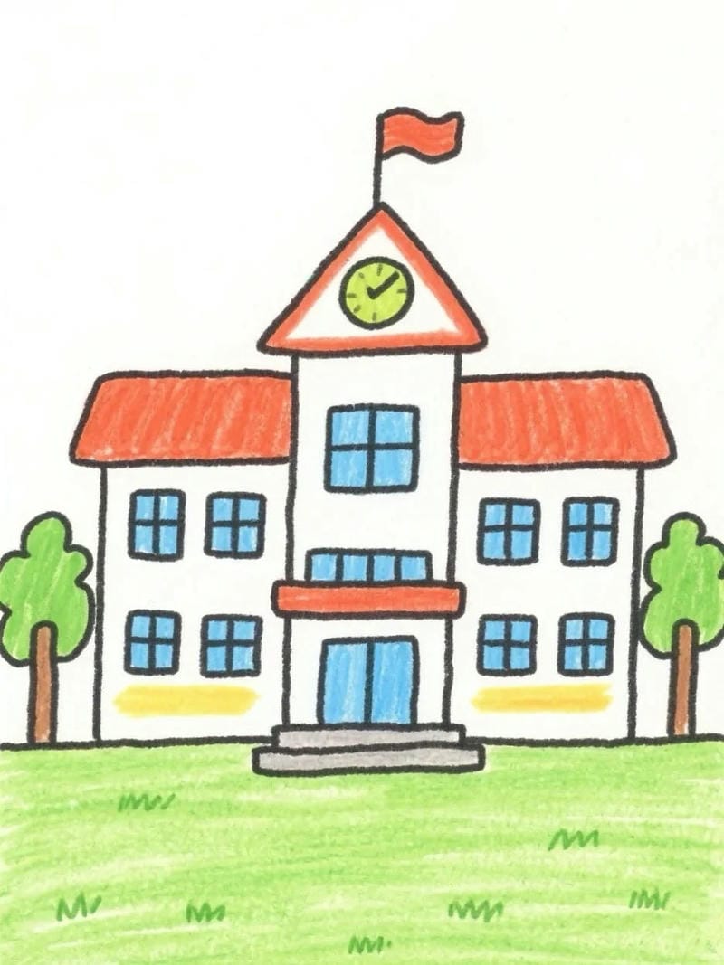tranh vẽ trường học 2