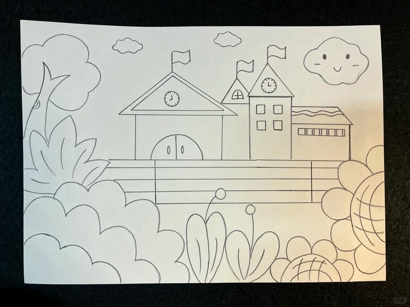 tranh vẽ trường học 20