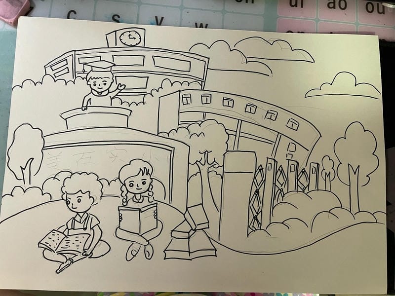 tranh vẽ trường học 21