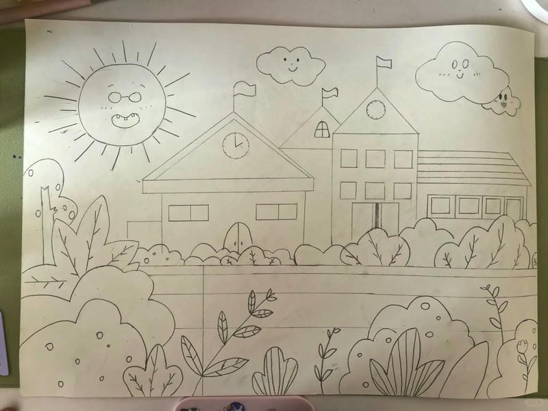 tranh vẽ trường học 5