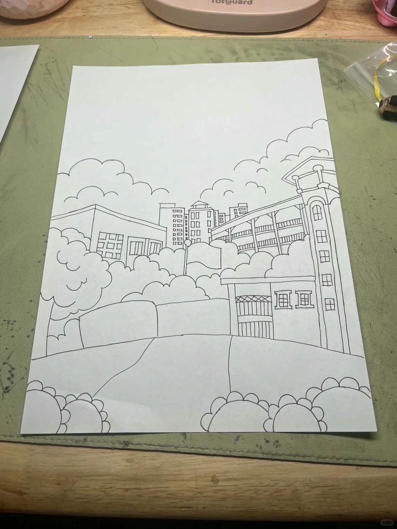 tranh vẽ trường học 6