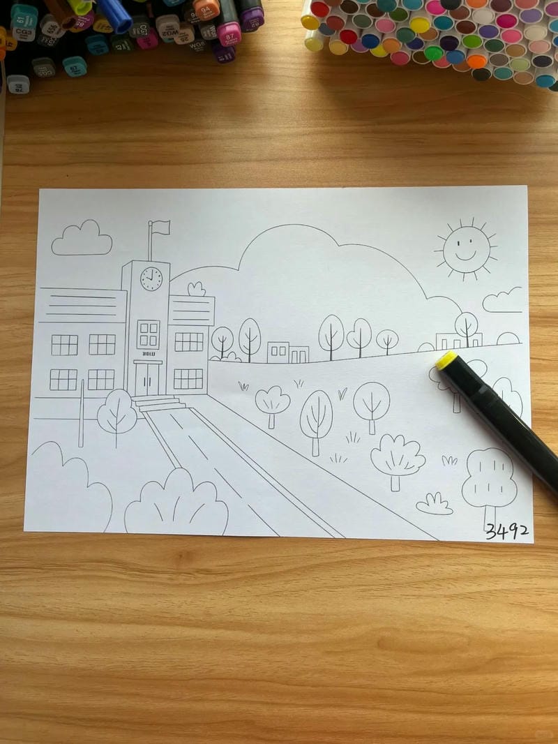 tranh vẽ trường học 8