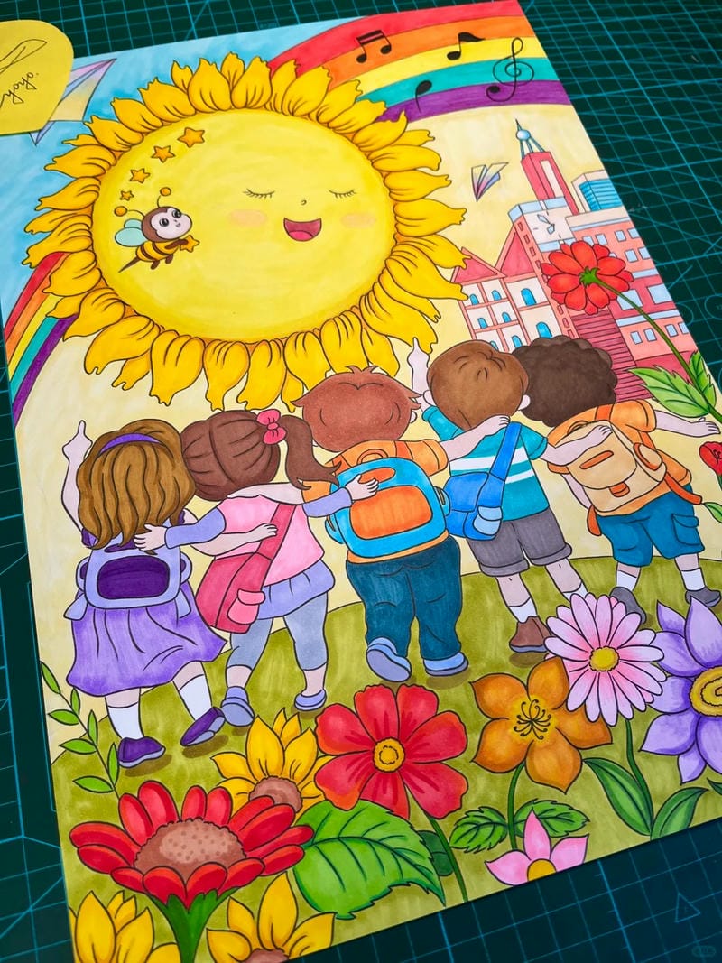 tranh vẽ trường học 9