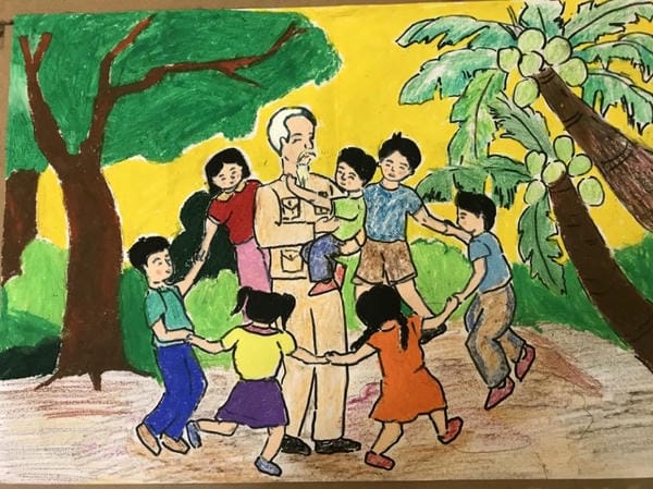 vẽ tranh bác hồ với thiếu nhi 10