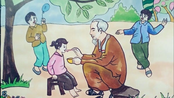 vẽ tranh bác hồ với thiếu nhi 12