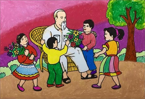 vẽ tranh bác hồ với thiếu nhi 13