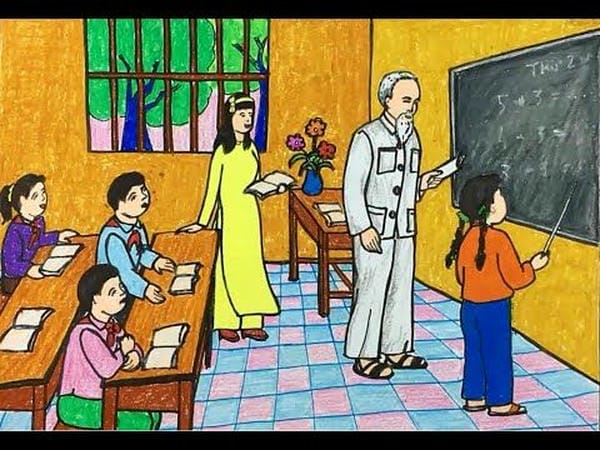 vẽ tranh bác hồ với thiếu nhi 14