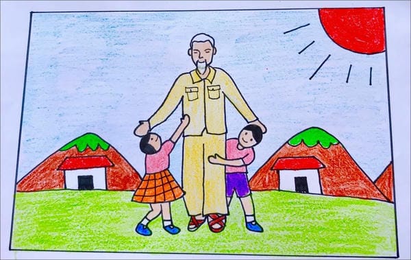 vẽ tranh bác hồ với thiếu nhi 15