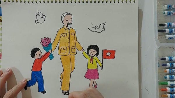 vẽ tranh bác hồ với thiếu nhi 16