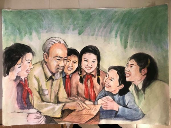 vẽ tranh bác hồ với thiếu nhi 19
