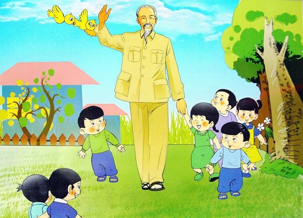 vẽ tranh bác hồ với thiếu nhi 4