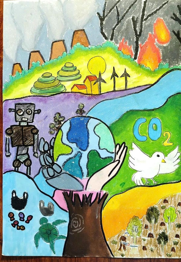 vẽ tranh bảo vệ môi trường trái đất