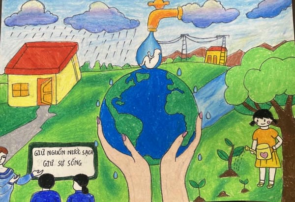 vẽ tranh bảo vệ trái đất 6