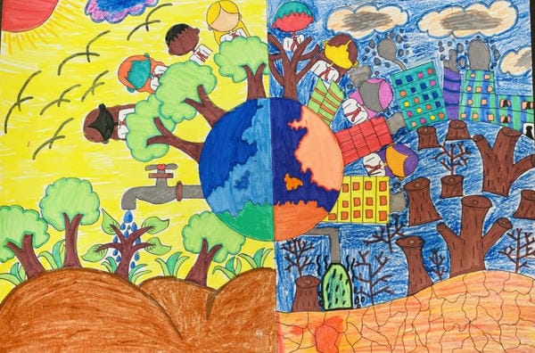 vẽ tranh bảo vệ trái đất 7