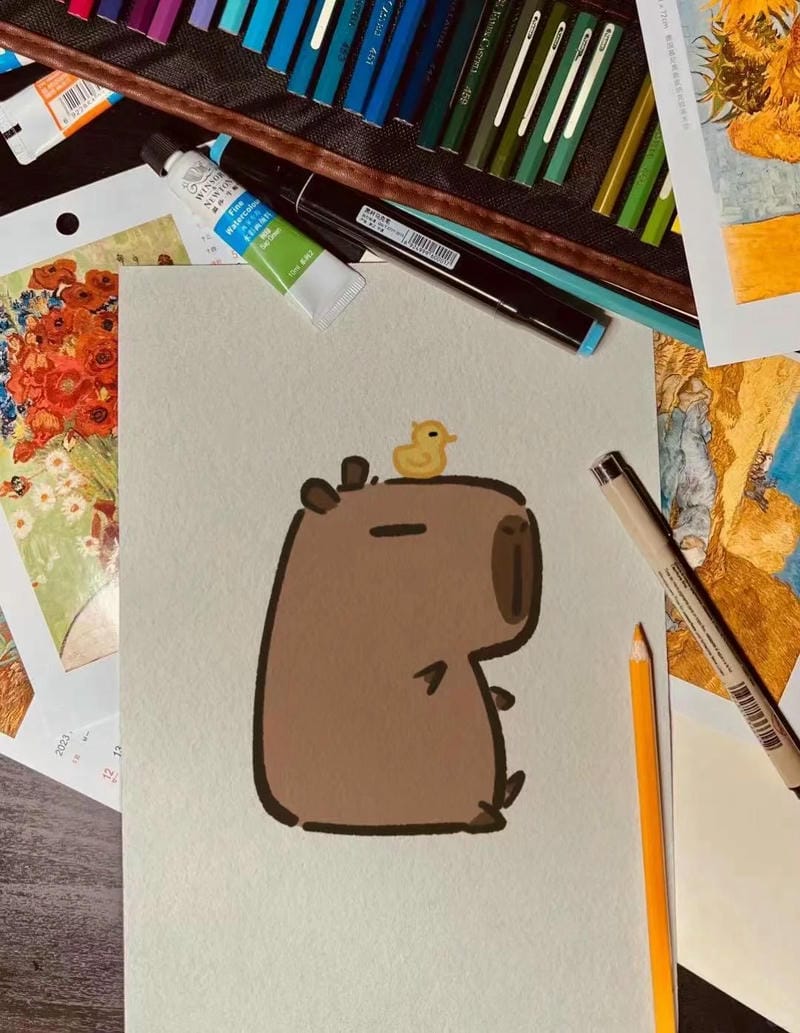 vẽ tranh capybara 10
