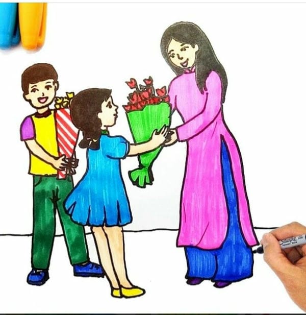 vẽ tranh cô giáo​ 23