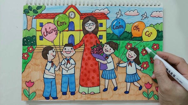 vẽ tranh cô giáo​ 6