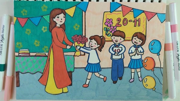 vẽ tranh cô giáo​ 7