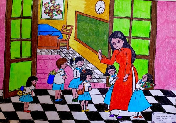 vẽ tranh cô giáo​ 8