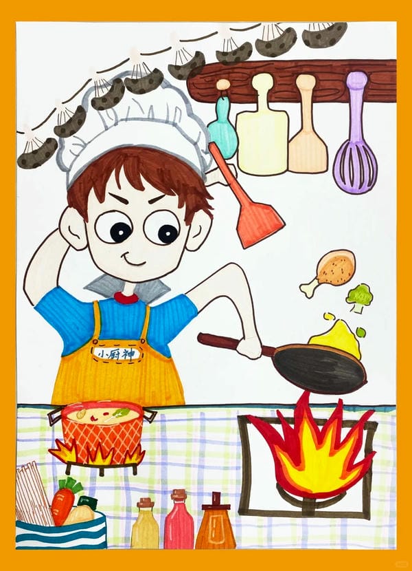 vẽ tranh đầu bếp 10