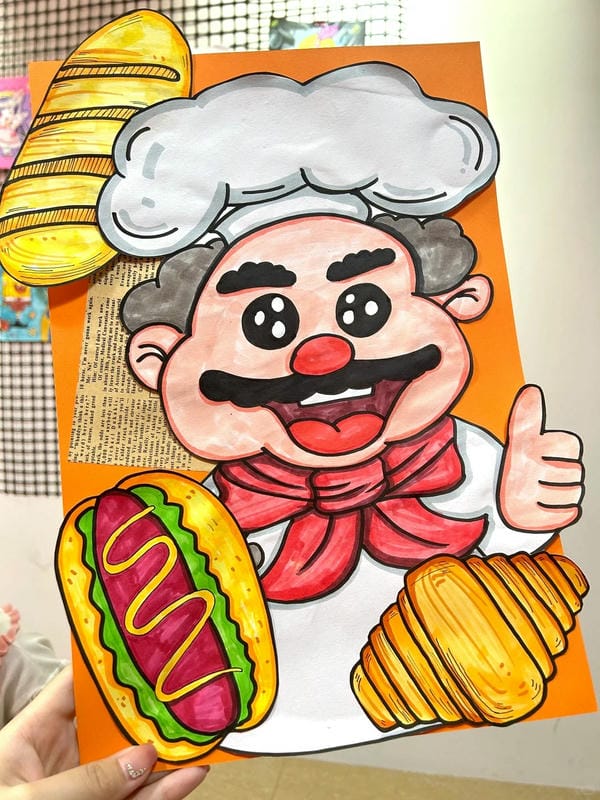 vẽ tranh đầu bếp 14