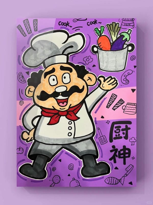 vẽ tranh đầu bếp 16