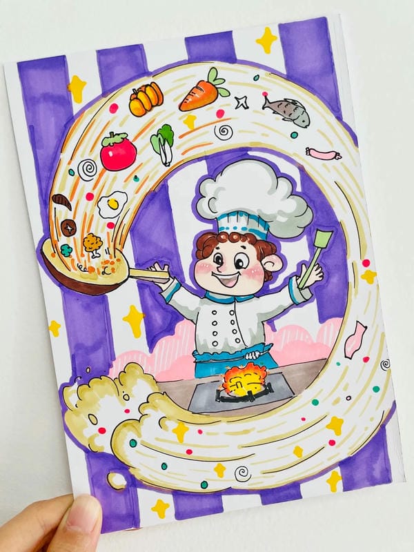 vẽ tranh đầu bếp 3