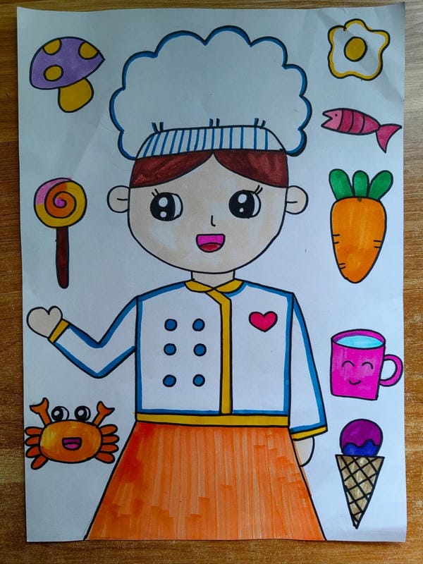 vẽ tranh đầu bếp 7