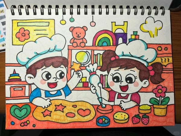 vẽ tranh đầu bếp 8