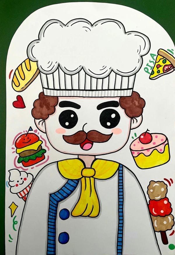 vẽ tranh đầu bếp 9