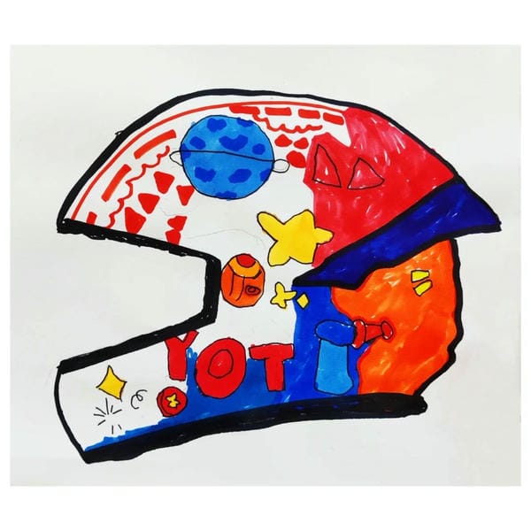 vẽ tranh đội mũ bảo hiểm