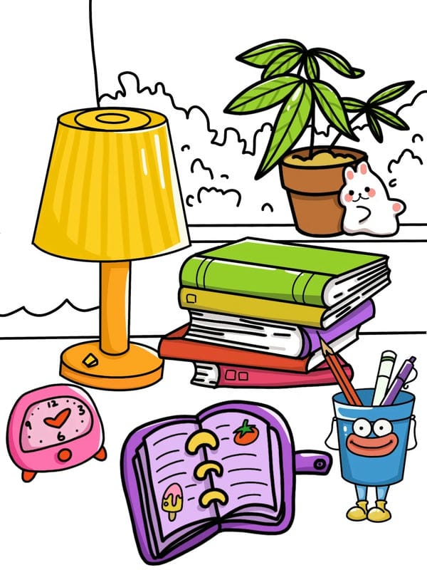 vẽ tranh góc học tập 12