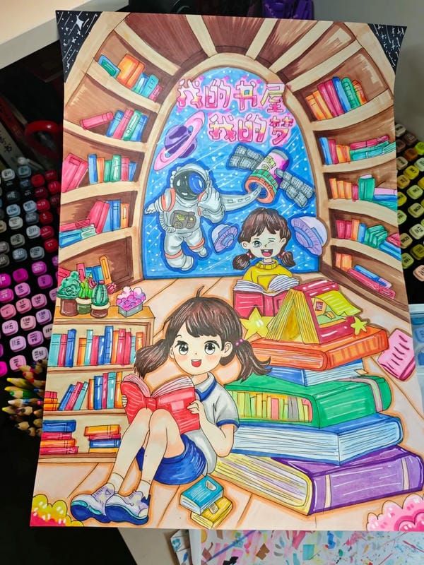 vẽ tranh góc học tập 16