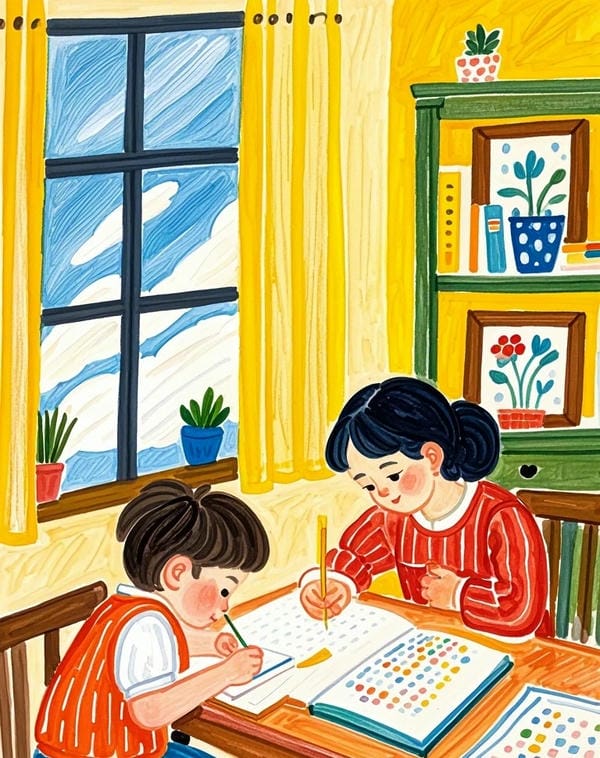 vẽ tranh góc học tập 22