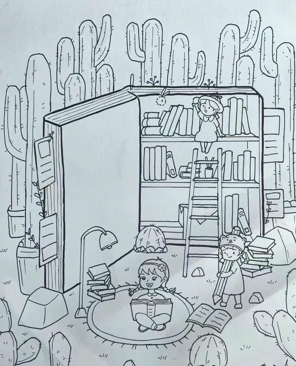 vẽ tranh góc học tập 4