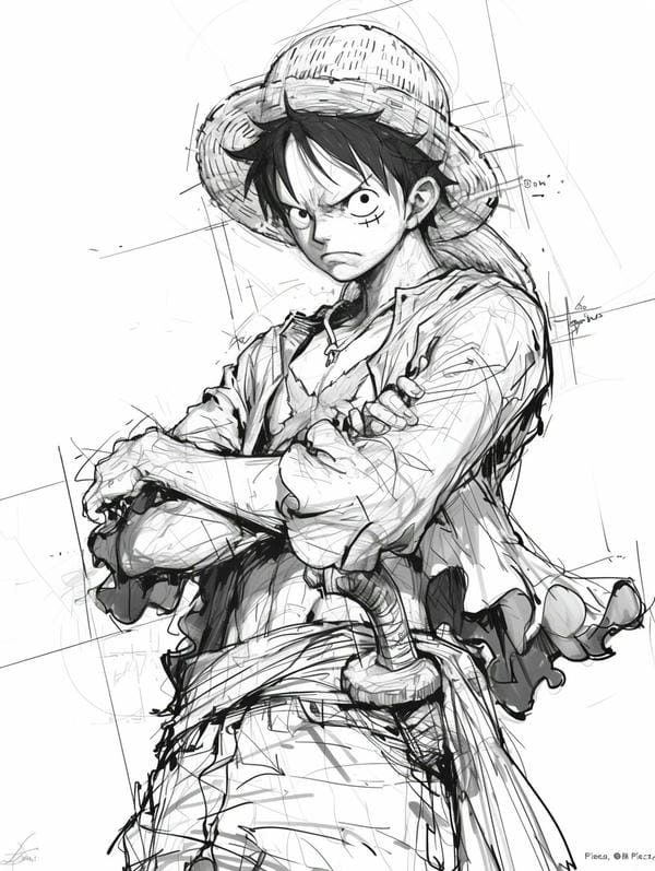 vẽ tranh luffy 6